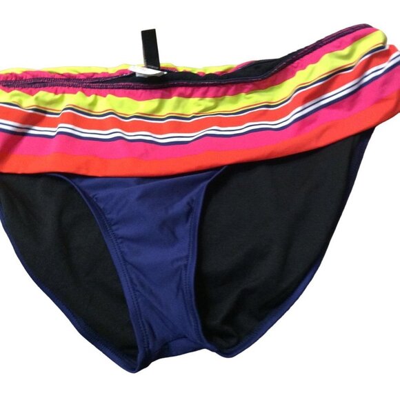 Alex Marie Women Bikini Bottom  Size 12 Navy Pink Yellow 86% Nylon 14% Spandex - Picture 1 of 4